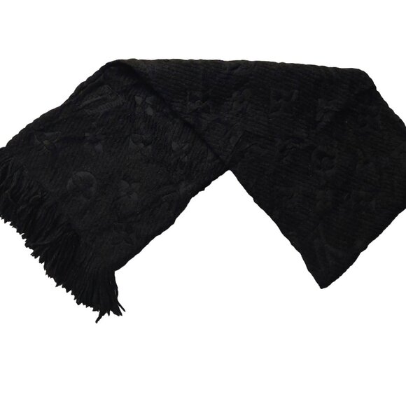 Louis Vuitton LV Black Monogram Logomania Scarf Pre-Owned - Picture 2 of 9